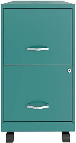 Blue 2 Drawer Metal Mobile File Cabinet with Lock H82575