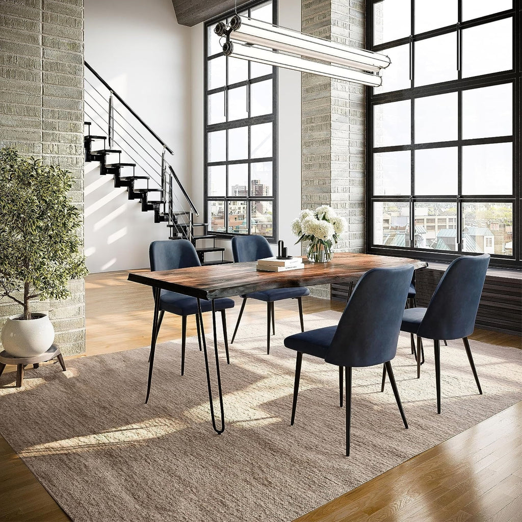 Solid Acacia Five Piece Dining Set with Upholstered Chairs Z4999