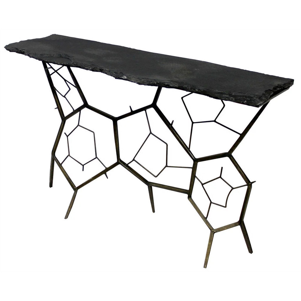 Stone Console Table on Black Cast Iron Base K317613