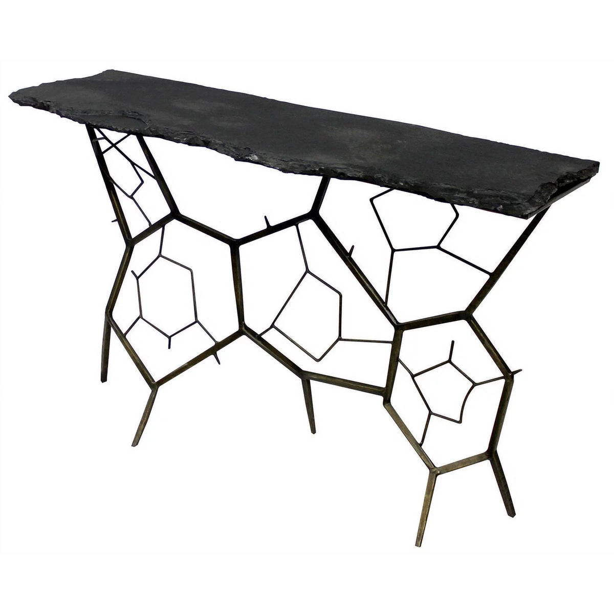 Stone Console Table on Black Cast Iron Base K317613