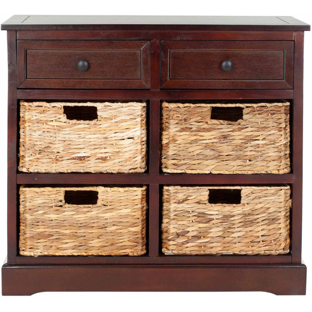 2-Drawer Storage Unit with 4 Wicker Baskets Y123