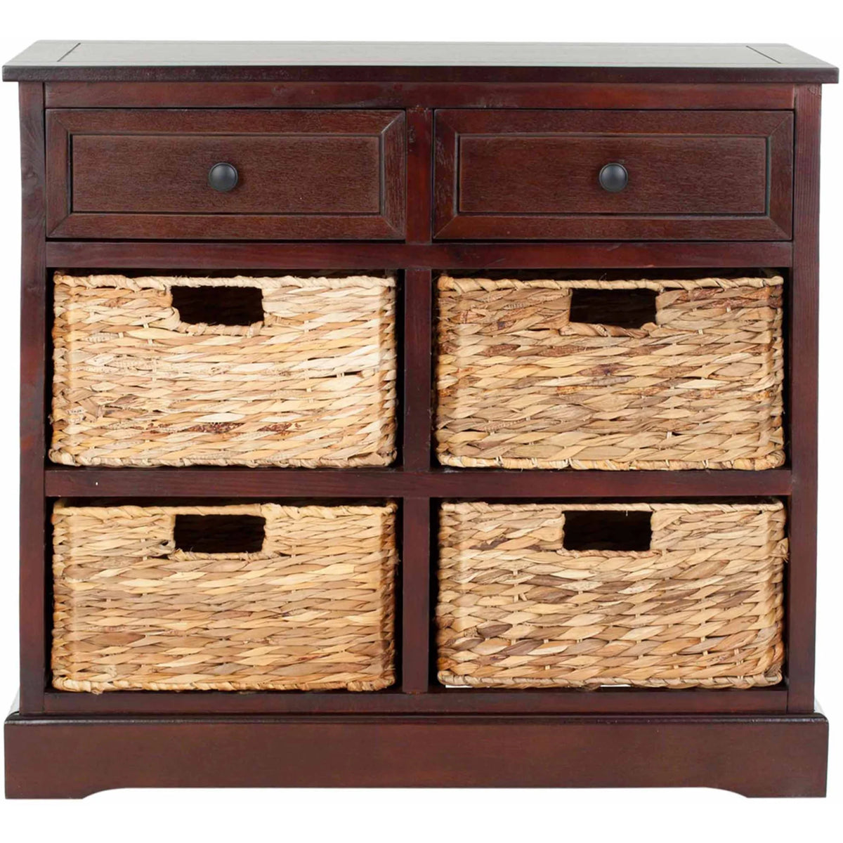 2-Drawer Storage Unit with 4 Wicker Baskets Y123