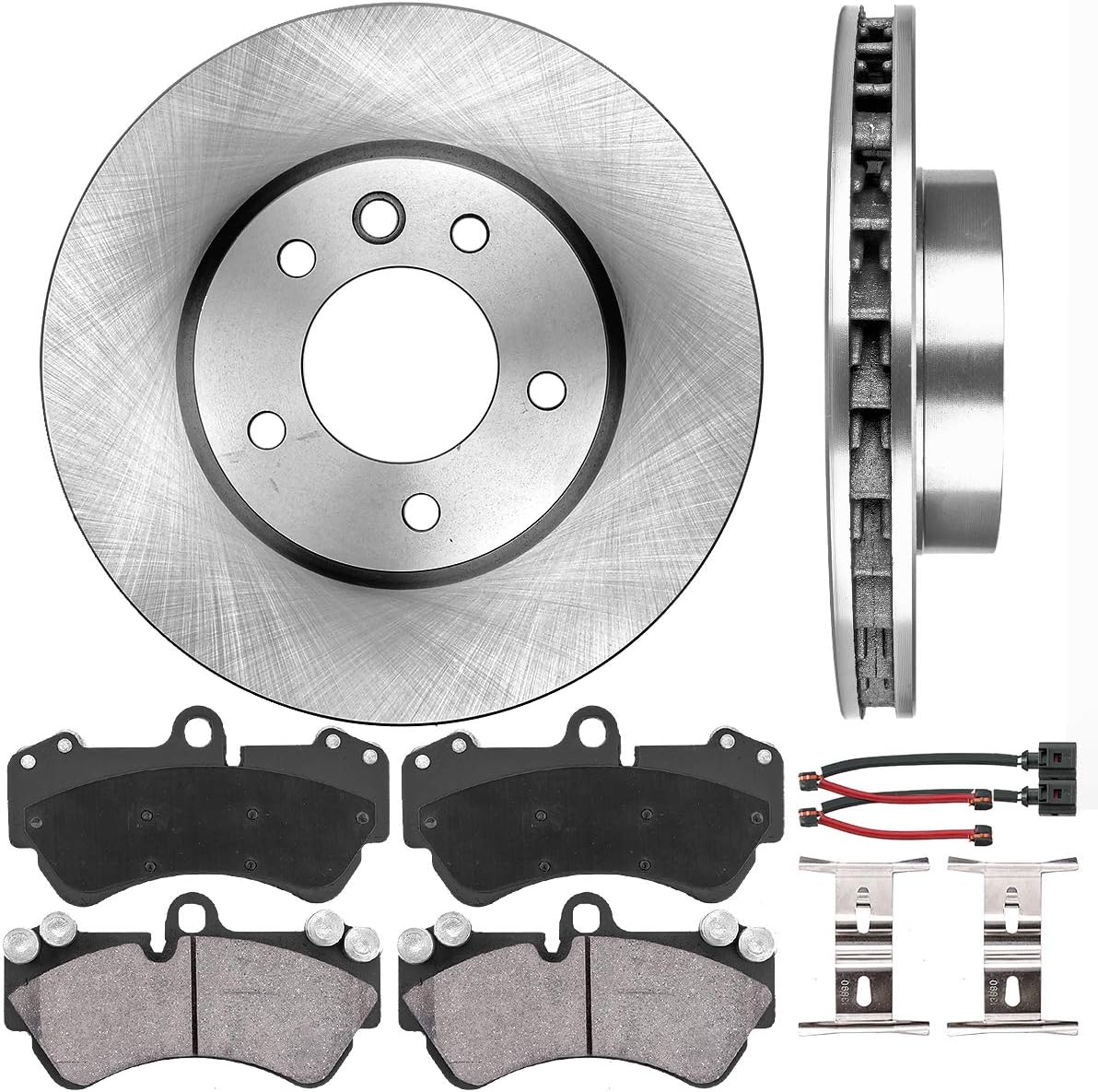 Premium OE 5 Lug Rotors + Ceramic Brake Pads + Sensors + Hardware Y363