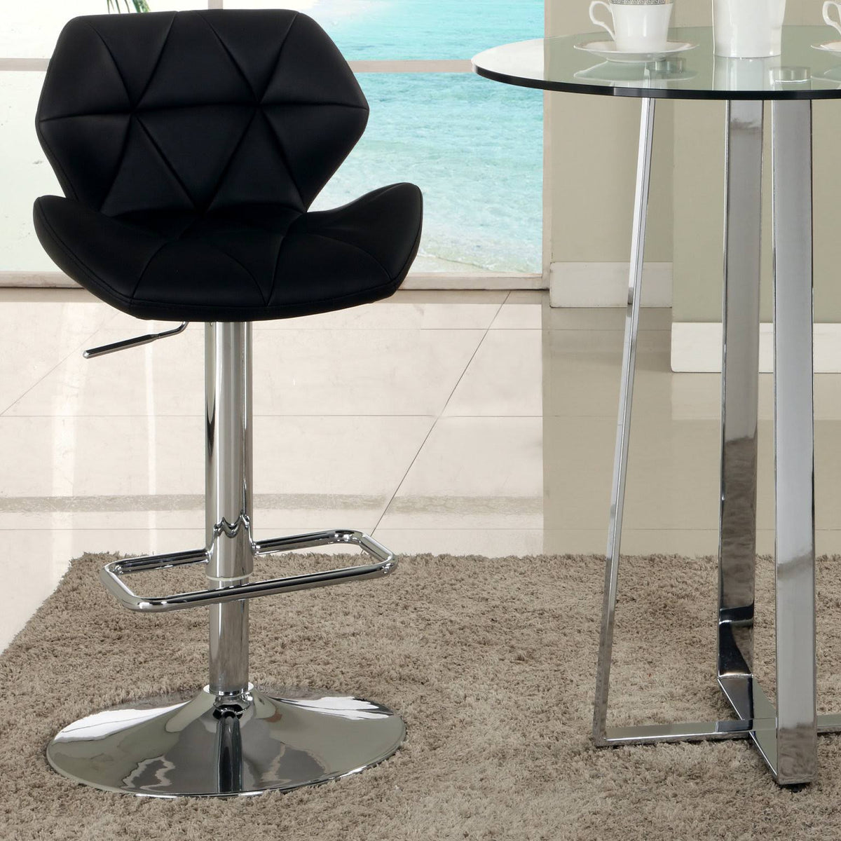 Black Swivel Height Stool E832003