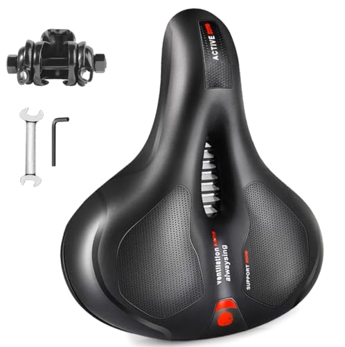 Wide Bicycle Saddle Seat with Dual Shock Absorbing Ball, Thickened Memory Foam, Waterproof H546808