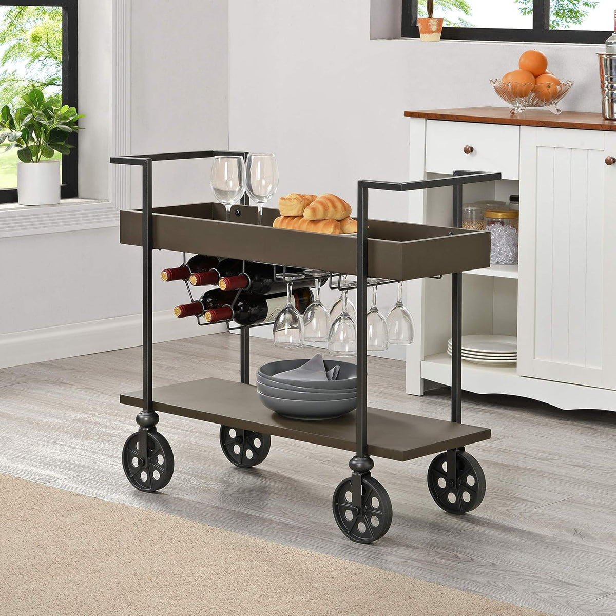 Aged Black Bar Cart R22038