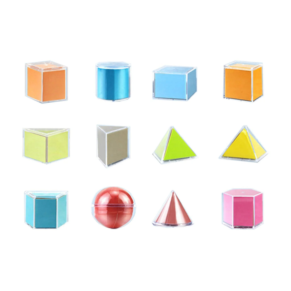 12 Pieces 3D Geometric Shapes Blocks Pattern Blocks Educational Toy Q4222