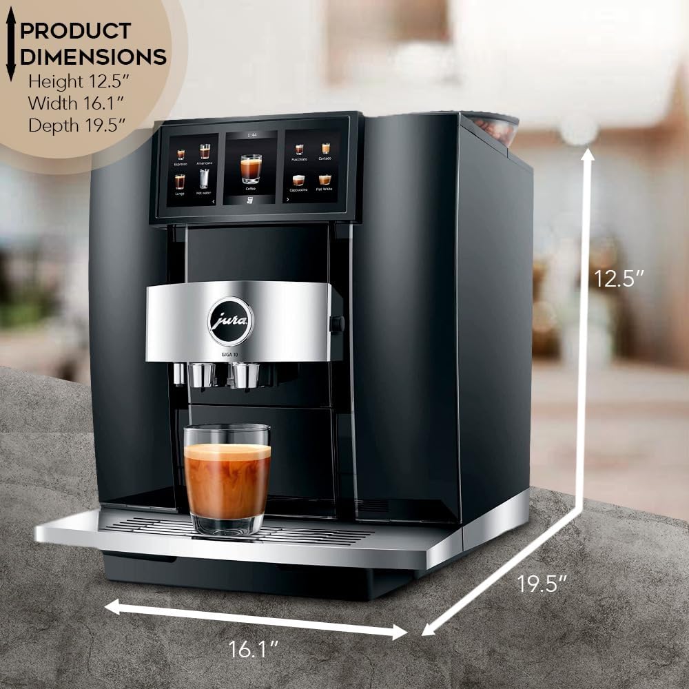 Diamond Black Automatic Espresso Machine Bundle with Water Stabilizer, Milk System Cleaner Mini-Tabs, Cleaning Tablets, Milk Containers, and Coffee Bean (6 Items) W2163