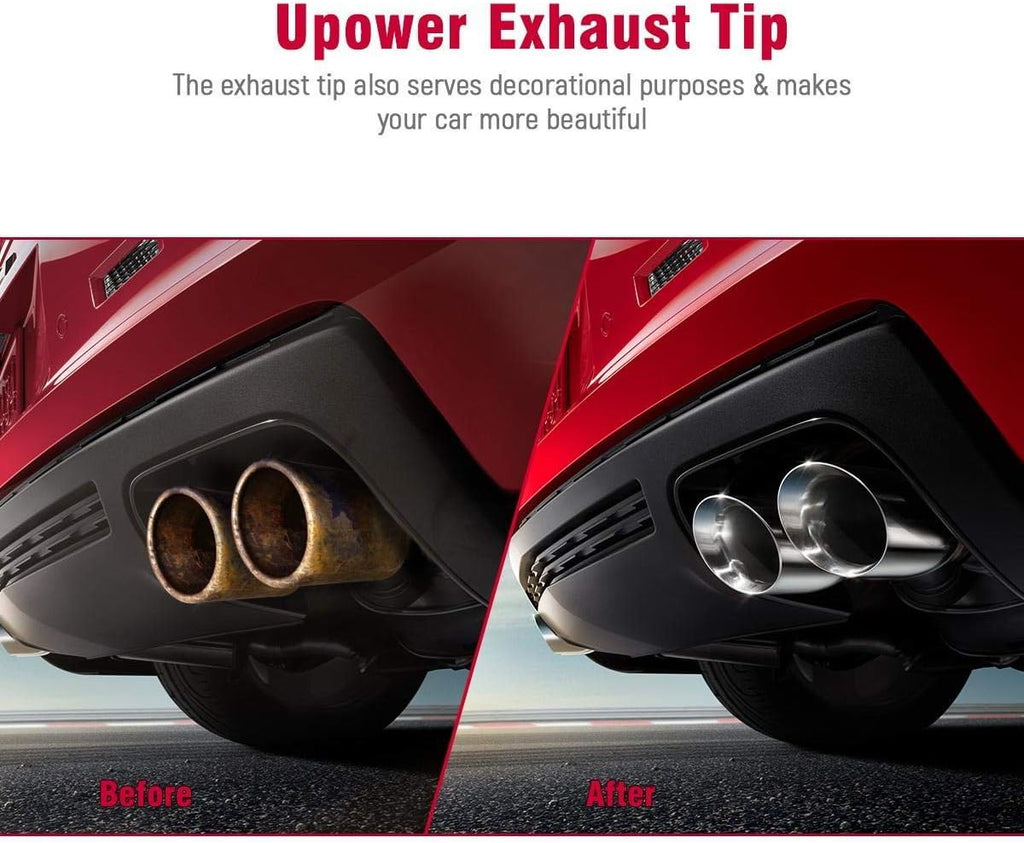 Dual Exhaust Tip 2.5" to 3.5" Polished Stainless Steel Double Wall Slant Edge Pack of 2 S4414