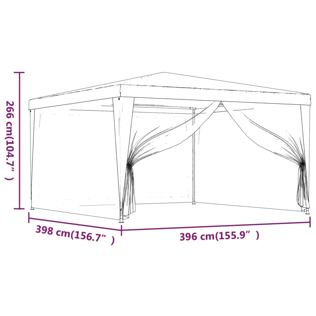 Party Tent with 4 Mesh Sidewalls Green 13.1'x13.1' HDPE B233