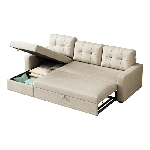 L Shaped Sleeper Sofa with Pull Out Bed and Storage A544723