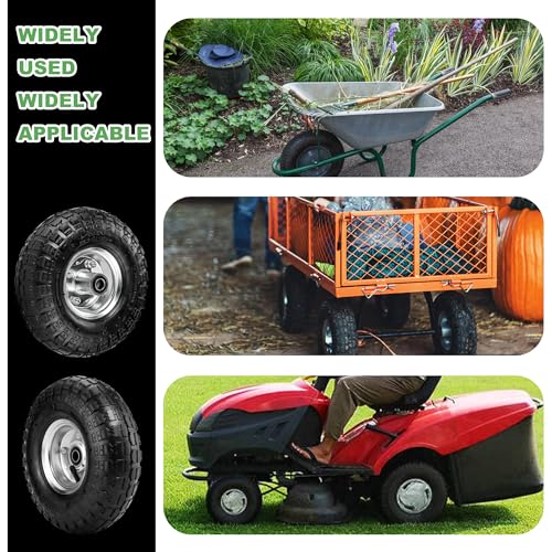 (2 Pack) 4.10/3.50-4 Tire and Wheel - 10 Inch Heavy Duty Pneumatic Tire with 5/8" Bearings and 2.2" Offset Hub A8491