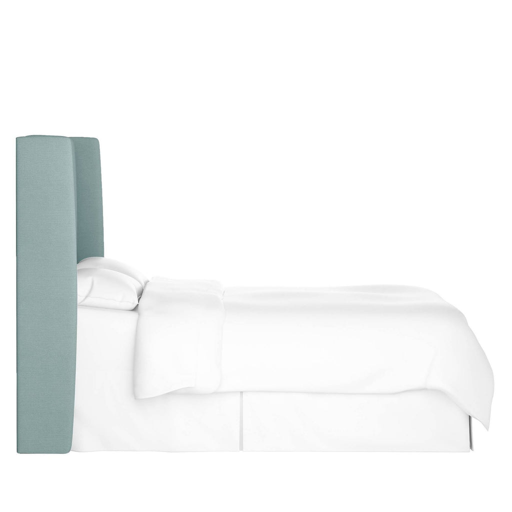 Queen Upholstered Wingback Headboard Linen Seaglass R5023
