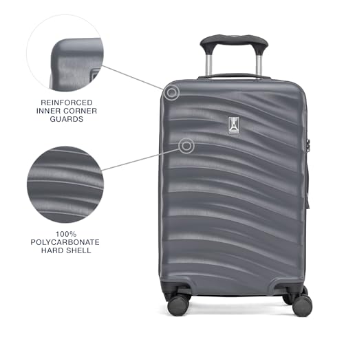 Black 21-Inch Hardside Carry On Luggage with 8 Spinner Wheels V288