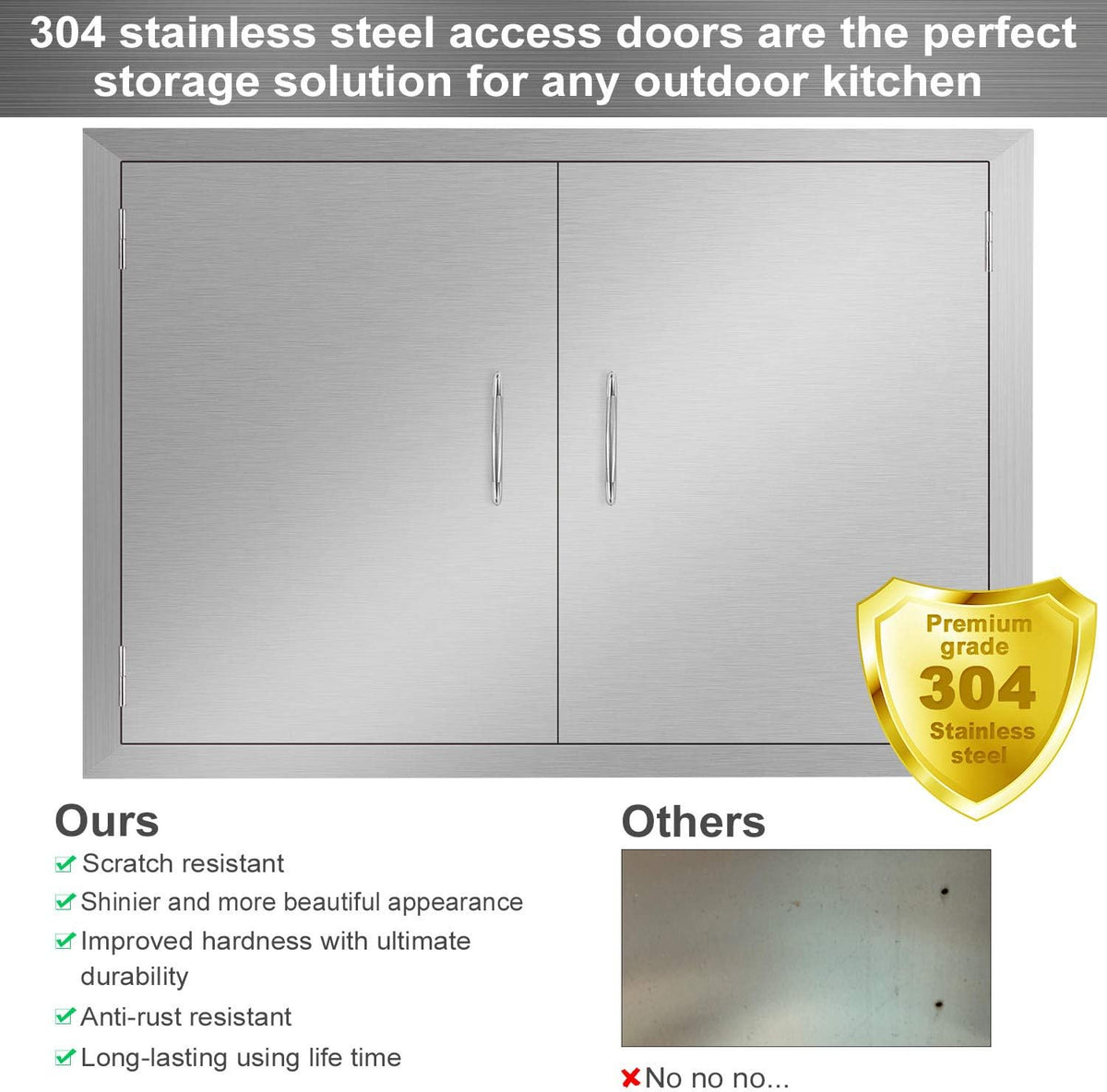 Outdoor Kitchen Stainless Steel Double Door 28W x 19H Inch N598