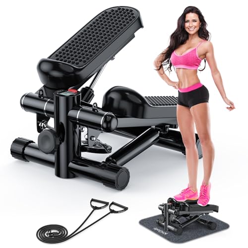 Mini Stepper with Resistance Bands, Adjustable Height Fitness Stepper Machine C74093