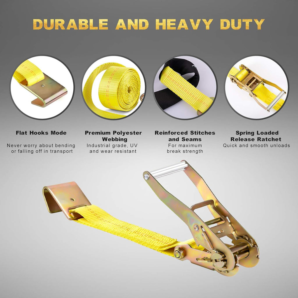 2" x 120'' Heavy Duty Vehicle Tie Down Straps with Flat Hooks T2977