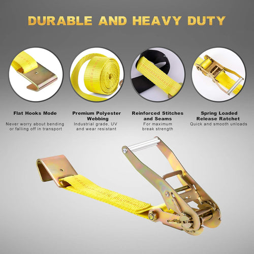2" x 120'' Heavy Duty Vehicle Tie Down Straps with Flat Hooks T2977