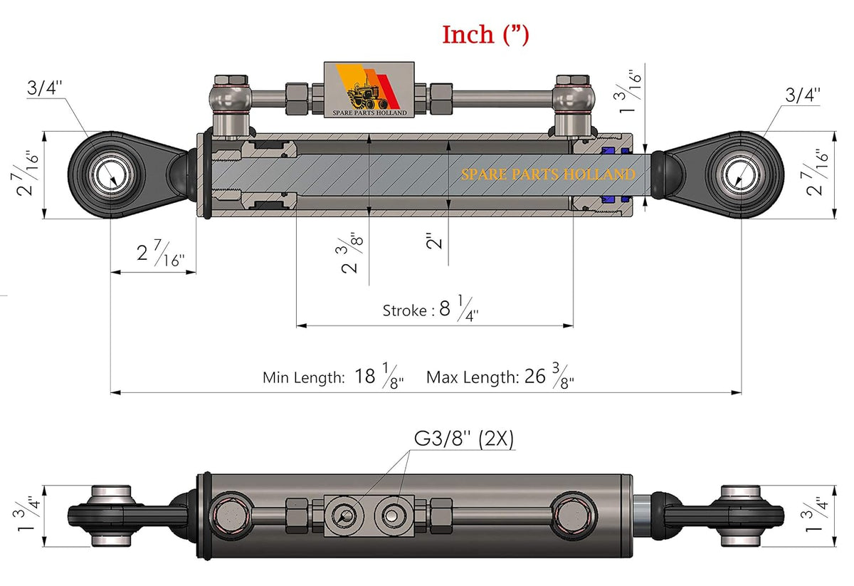 Hydraulic Top Link Cat. 1-1 with Locking Block X875198