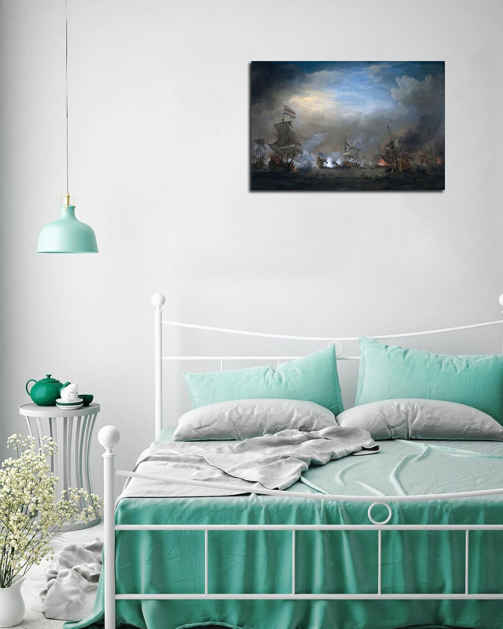 Naval Battle Prints Canvas Framed Wall Decor T715