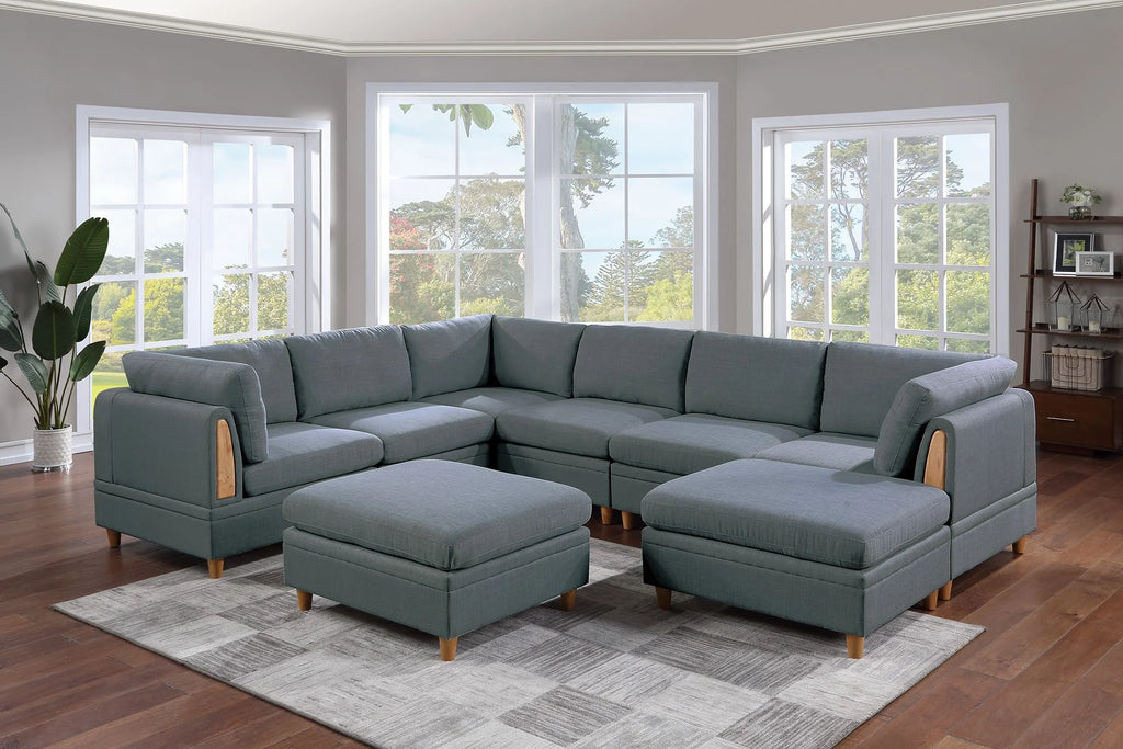 8pc Sectional Set Armless Chair Ottoman Wedge Couch B41353