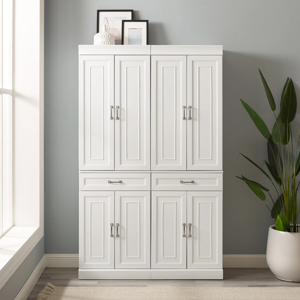White MDF Wood Pantry (Set of 2) H148