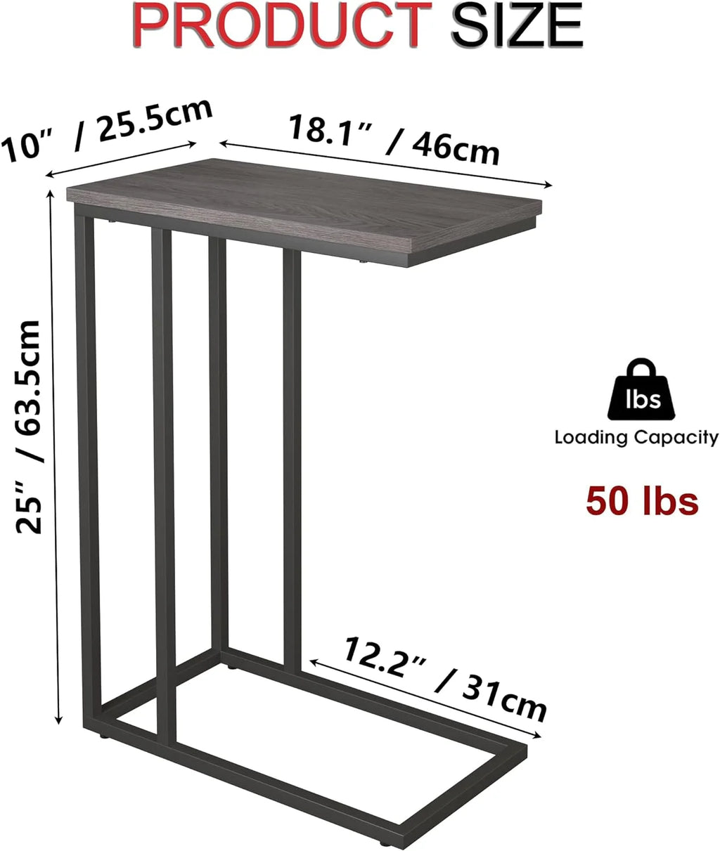 C Shaped End Table Set of 2 Grey T96220