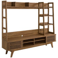 Brown Walnut Wood TV Stand Console Table K82819