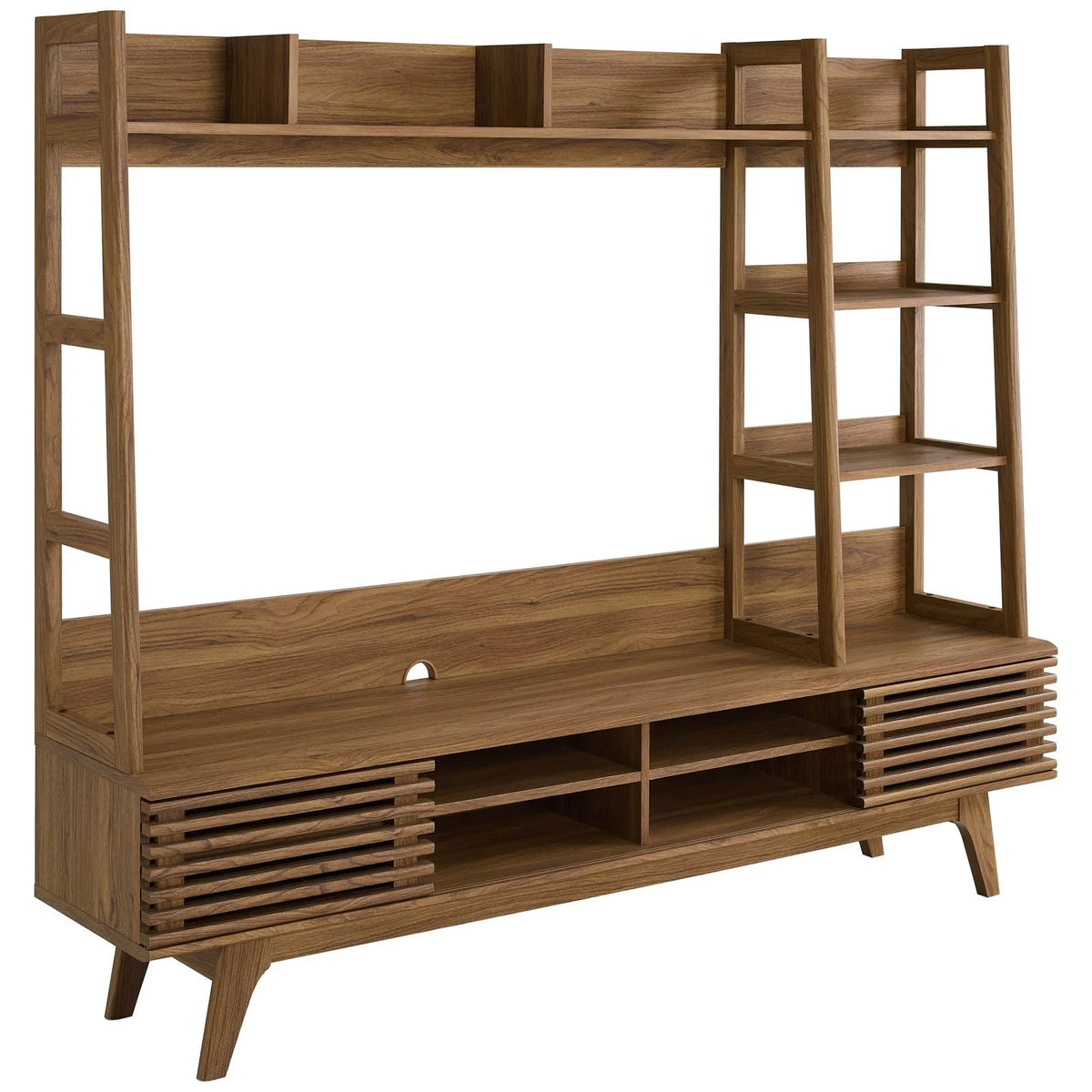Brown Walnut Wood TV Stand Console Table K82819