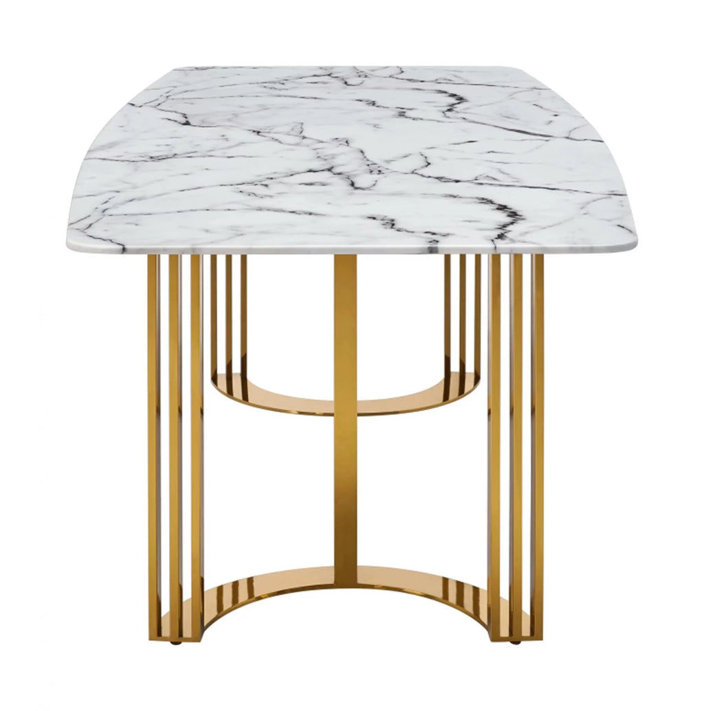 Marble Top Gold Stainless Steel 7Pcs Dining Room Set J584403