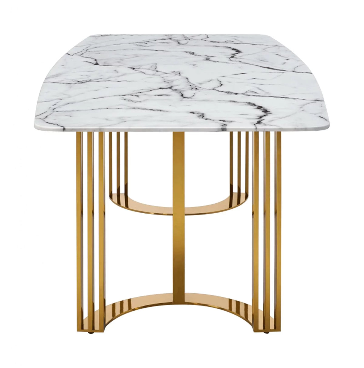 Marble Top Gold Stainless Steel 7Pcs Dining Room Set J584403