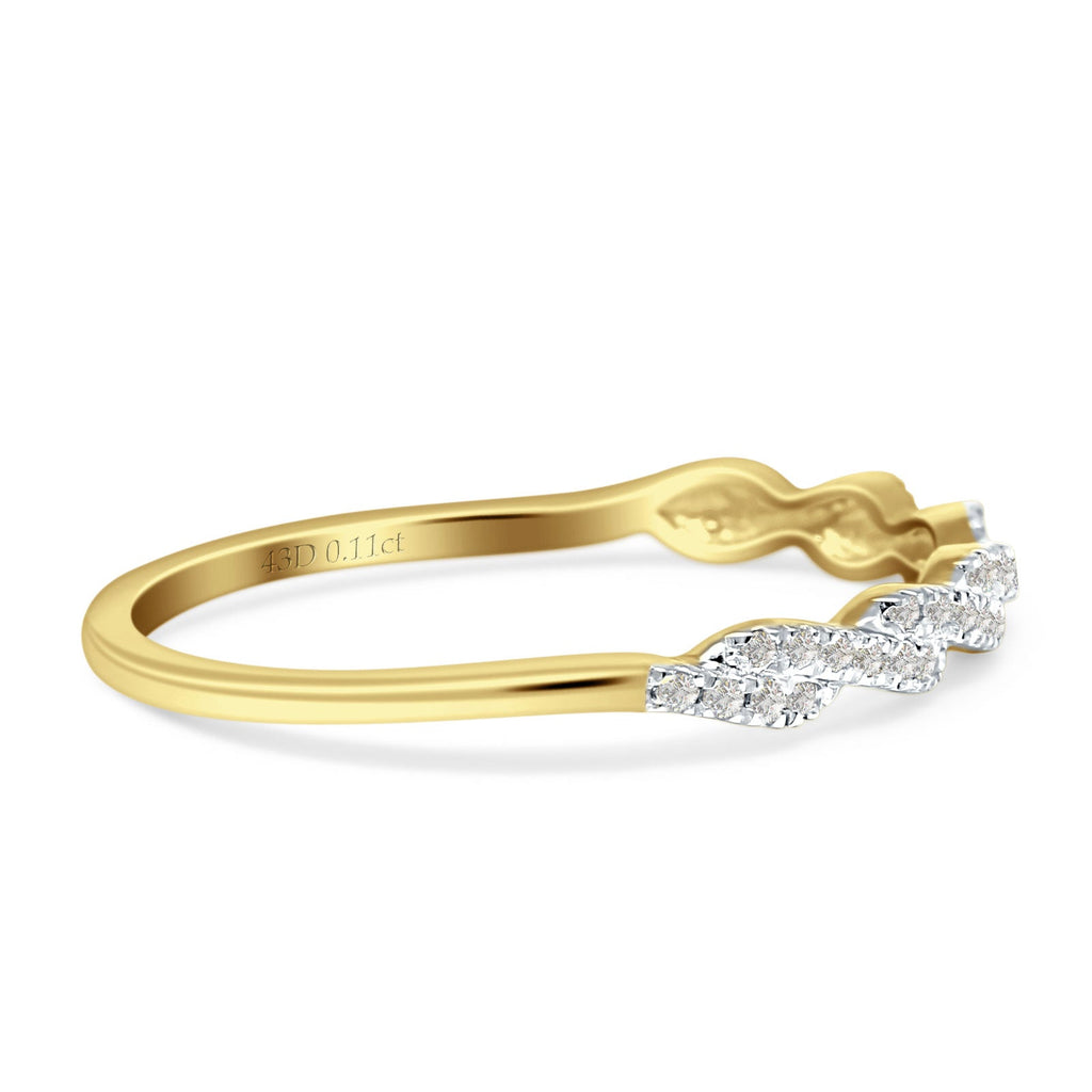 14K Yellow Gold Twisted Rope Diamond Wedding Band Y50366