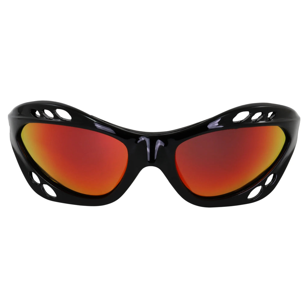 3 Pairs Padded Polarized Sunglasses with Strap Black Frame Smoke Red & Pink Mirror Lenses W293870