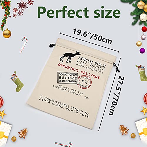 6 Pack Large Canvas Cotton Christmas Bags with Drawstrings A964791