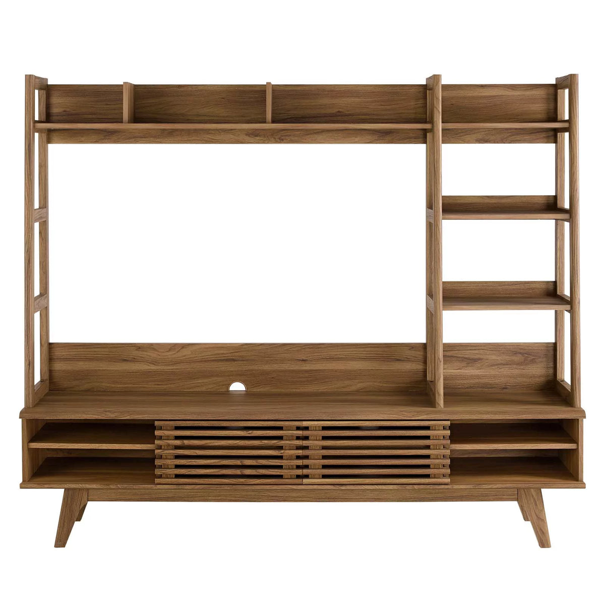 Brown Walnut Wood TV Stand Console Table K82819