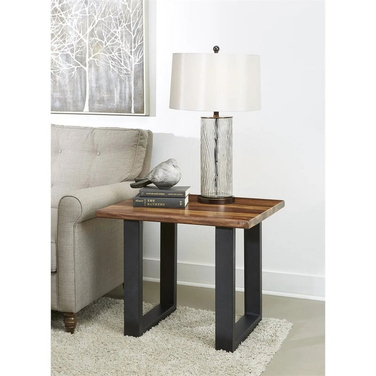Wood and Metal End Table T744