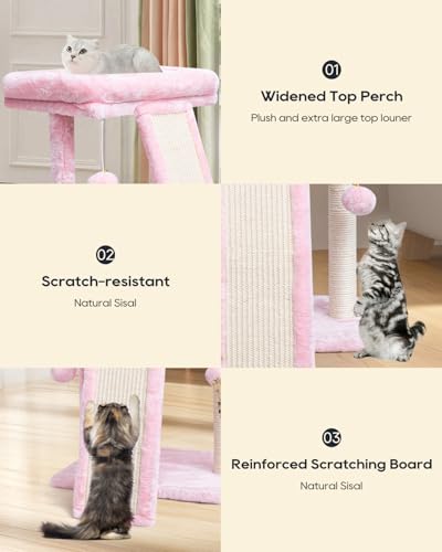 Small Cat Tree with Scratching Post, Light Grey M8035