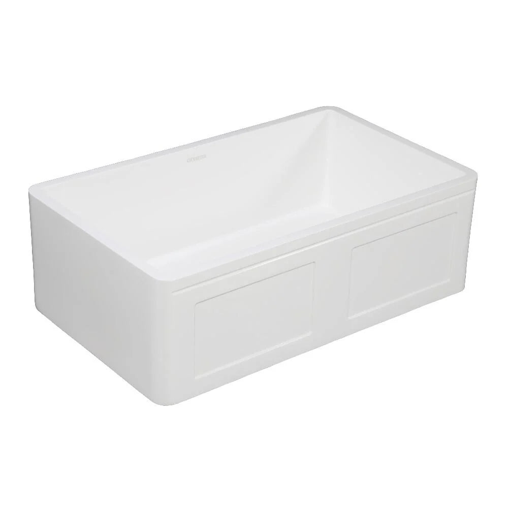 30 In. Apron Front Farmhouse Single Bowl Kitchen Sink, Matte White M696473