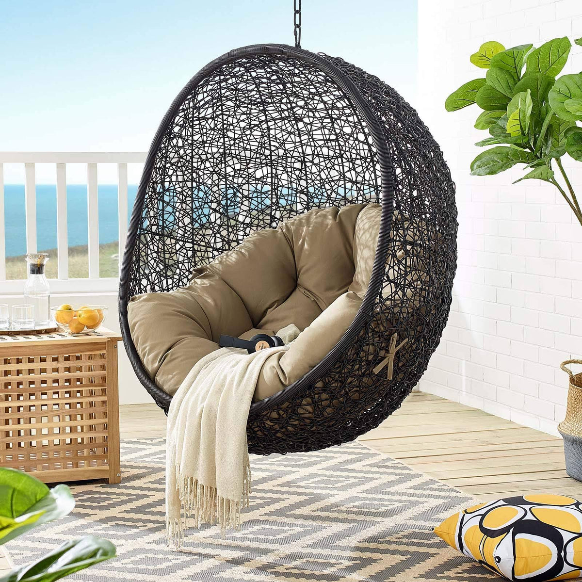 Black Outdoor Patio Lounge Chair W2865