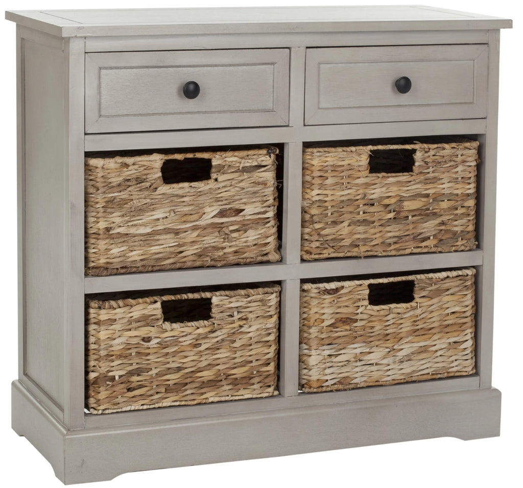 2-Drawer Storage Unit with 4 Wicker Baskets Y123
