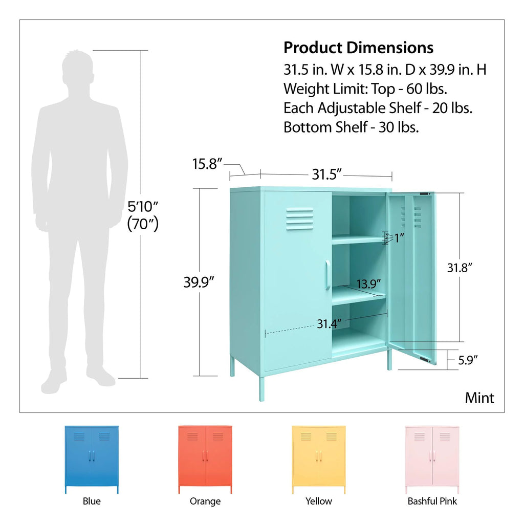 2 Door Metal Locker Style Storage Accent Cabinet J83849
