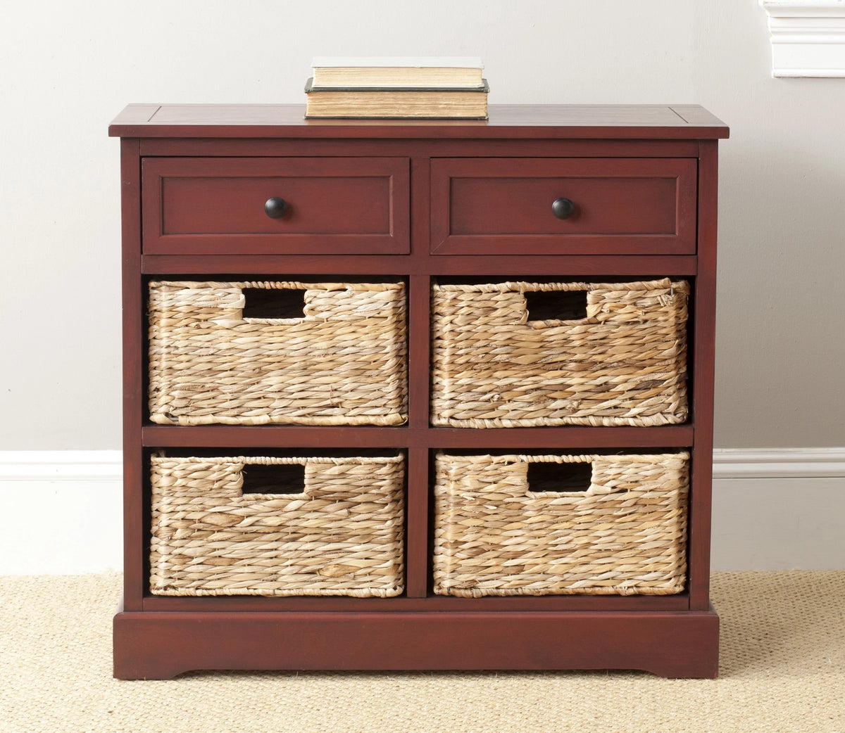 2-Drawer Storage Unit with 4 Wicker Baskets Y123