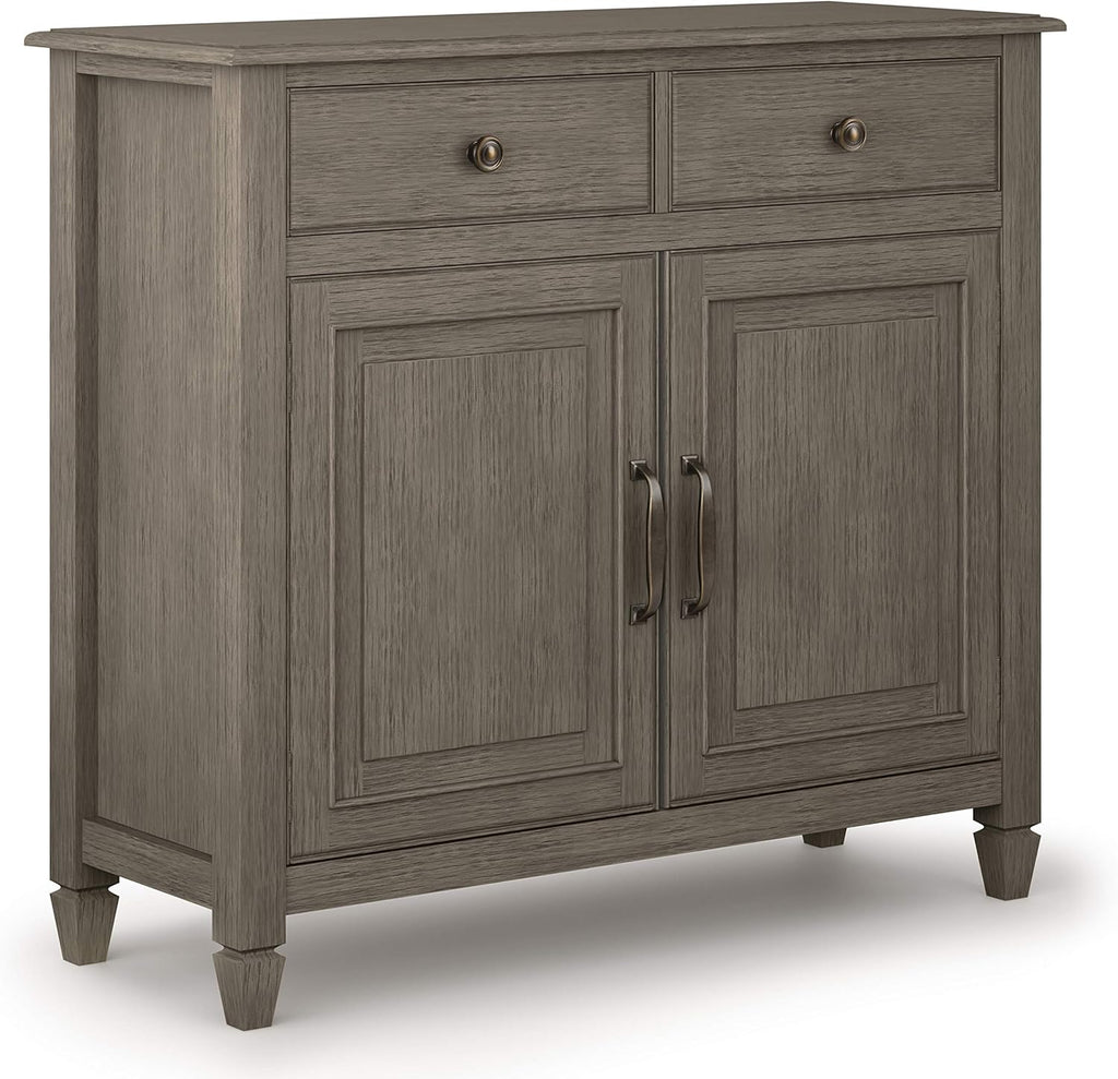 Distressed Grey Solid Wood Storage Cabinet with 2 Drawers and 2 Doors B113975