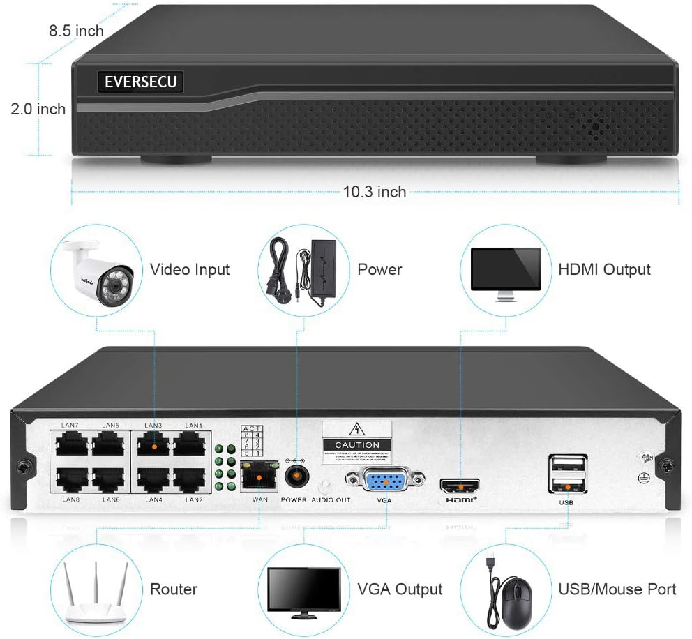 3MP HD POE NVR Security Camera System with 4 Weatherproof Bullet IP Cameras M9591