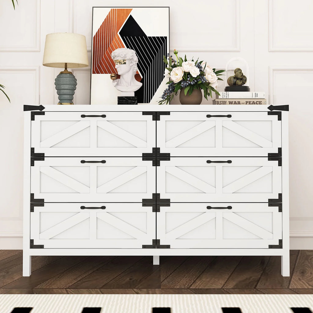 White 6 Drawer Dresser V971