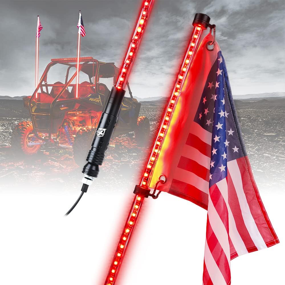 Multicolor LED Whip Lights with Flag Pole W47110