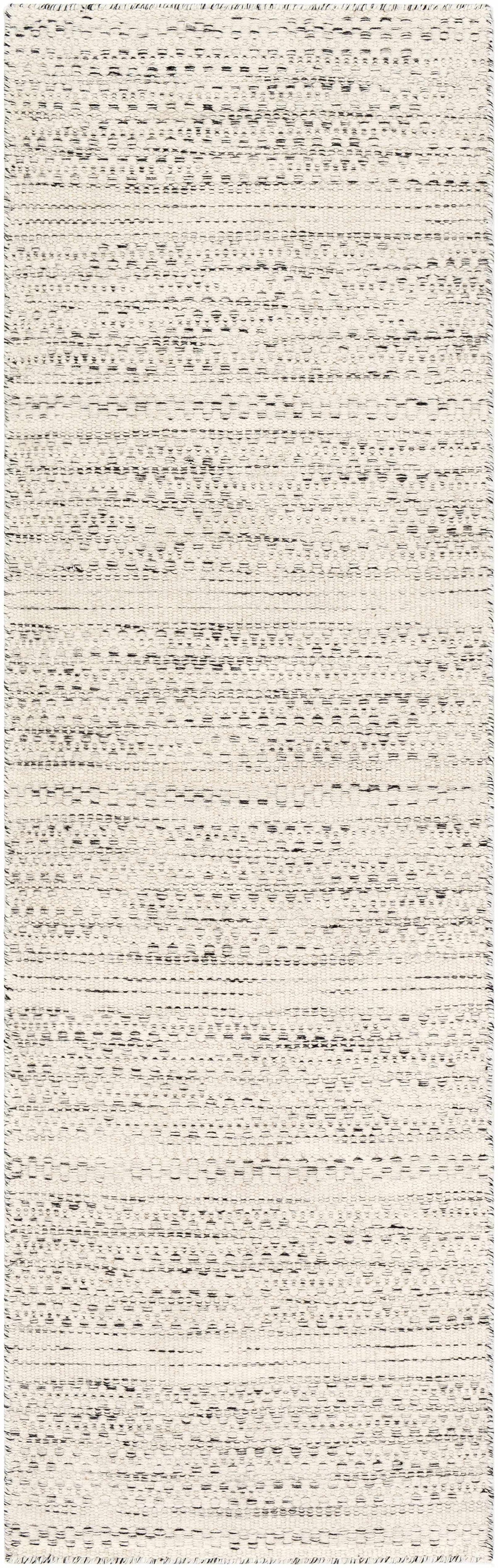 Black Cream Beige 5' x 7'6" Wool Area Rug V5657