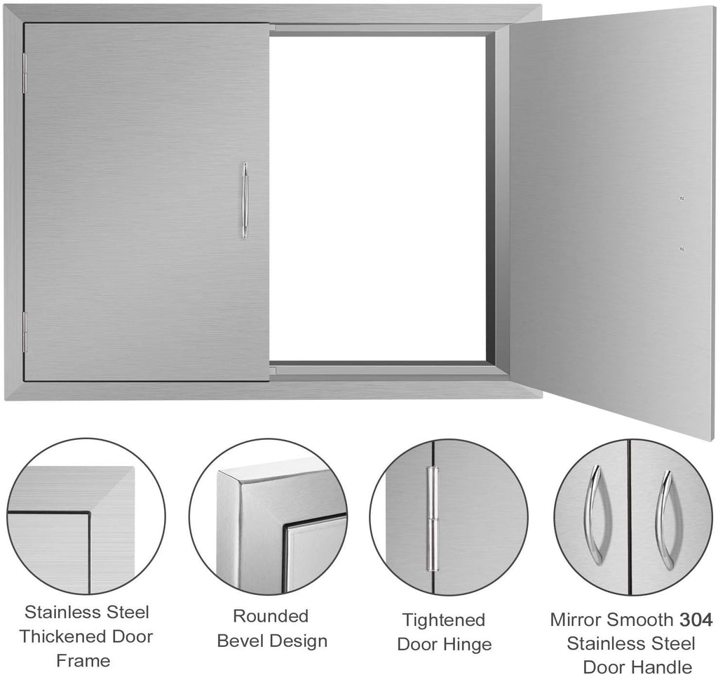 Outdoor Kitchen Stainless Steel Double Door 28W x 19H Inch N598