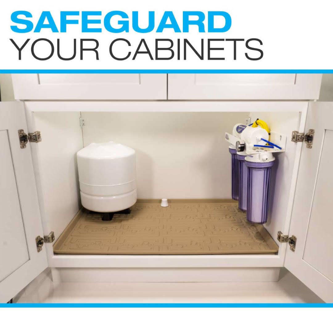 Under Sink Kitchen Cabinet Mat 37 x 22 inch Beige Q506495