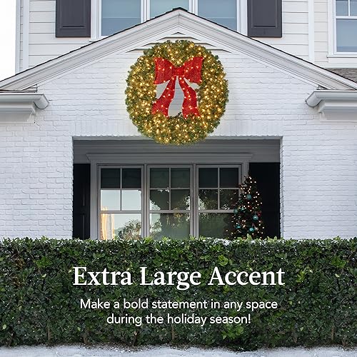 36in Artificial Pre-Lit Fir Christmas Wreath with 150 LED Lights A845541